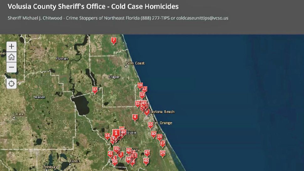 On the map, people can see the location of the crime, read details about the case and learn more about the victim. (Volusia County Sheriff's Office)