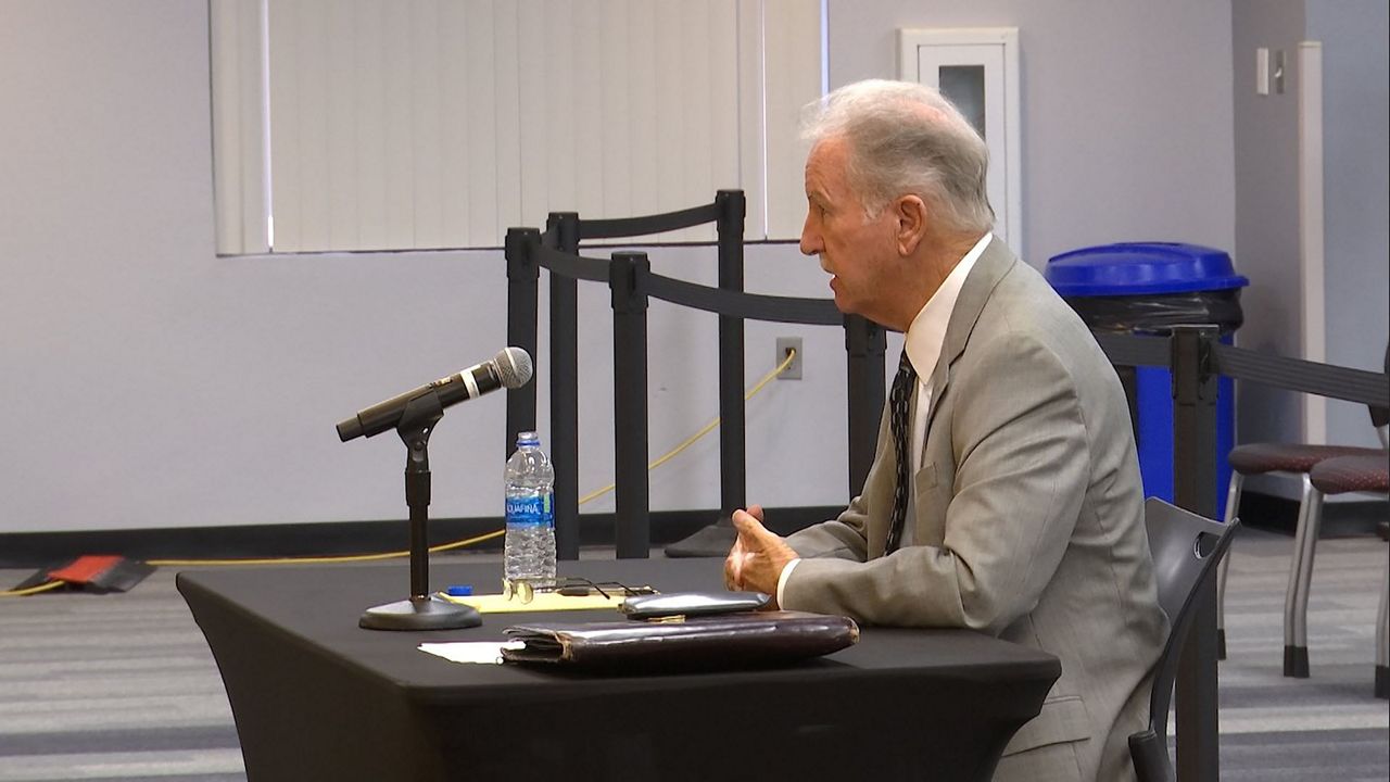 Dr. Robert Schiller answers questions during his interview with the Brevard Public Schools Board of Education on Thursday, Dec. 15. On Friday, Dec. 16, the board unanimously voted to hire him as the interim superintendent of the district. (Spectrum News/Will Robinson-Smith)
