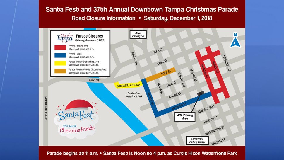 Motorists can expect heavy traffic and delays throughout downtown Tampa this weekend due to holiday events going on. (City of Tampa)