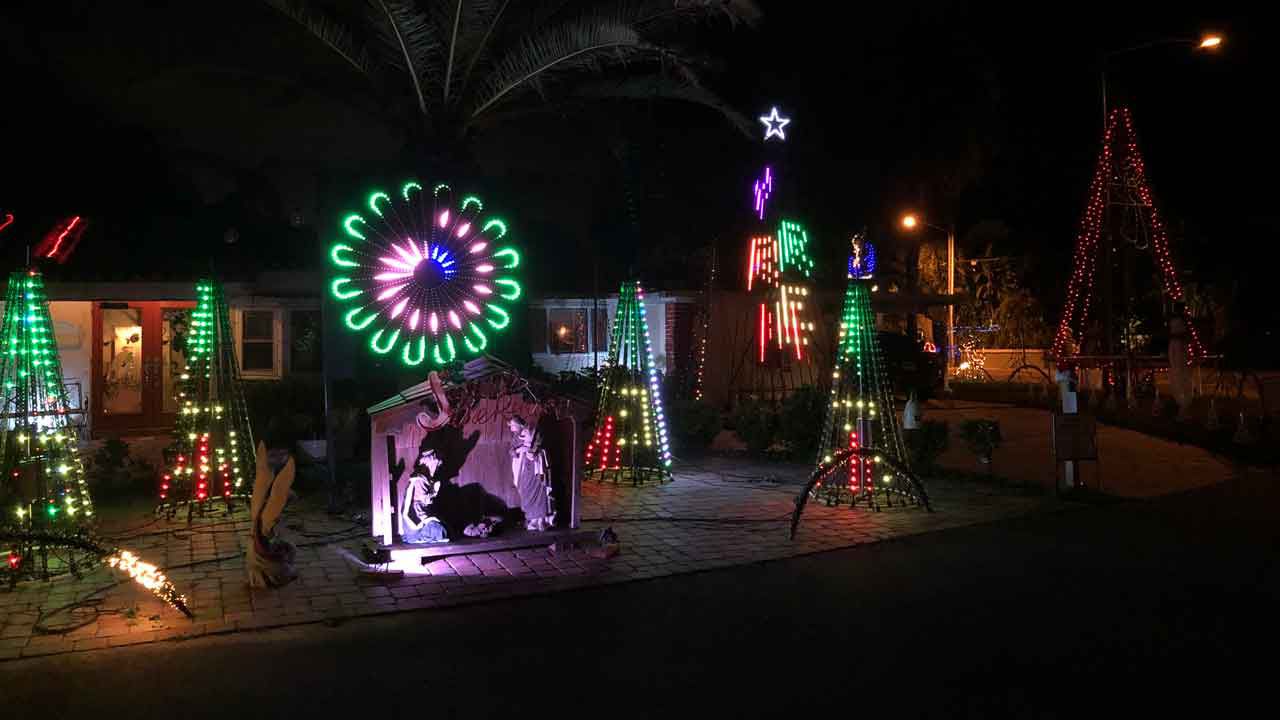 Part of Redington Beach resident Ray LeVasseuer's synchronized light show at his home. (Tim Kania/Spectrum Bay News 9)