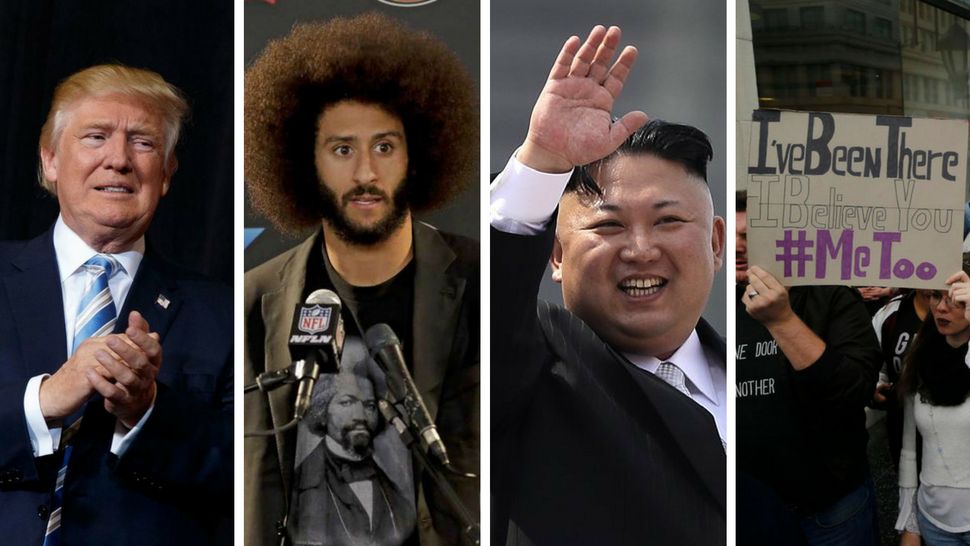 FILE PHOTOS-Pictured, from left, President Donald Trump, Colin Kaepernick, Kaepernick and rally for the #MeToo movement. Courtesy/Associated Press
