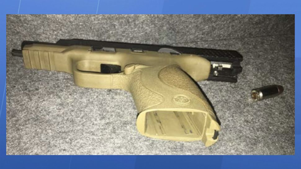 The firearm recovered was a .45 caliber semi-automatic handgun stolen in April from an unlocked car in Palm Coast. (Flagler County Sheriff's Office)
