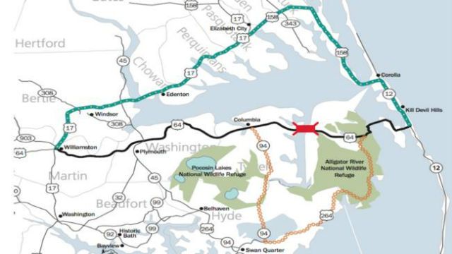 Alligator River Bridge closure detour map