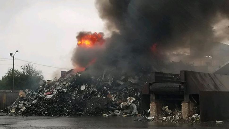 Hillsborough County firefighters battled a two-alarm fire at the Trademark Metals Recycling Facility. (Courtesy of Hillsborough County Fire Rescue)