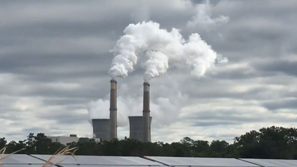 The Stanton Energy Plant in east Orange County has a coal-fired plant as well as a solar farm. (Spectrum News)