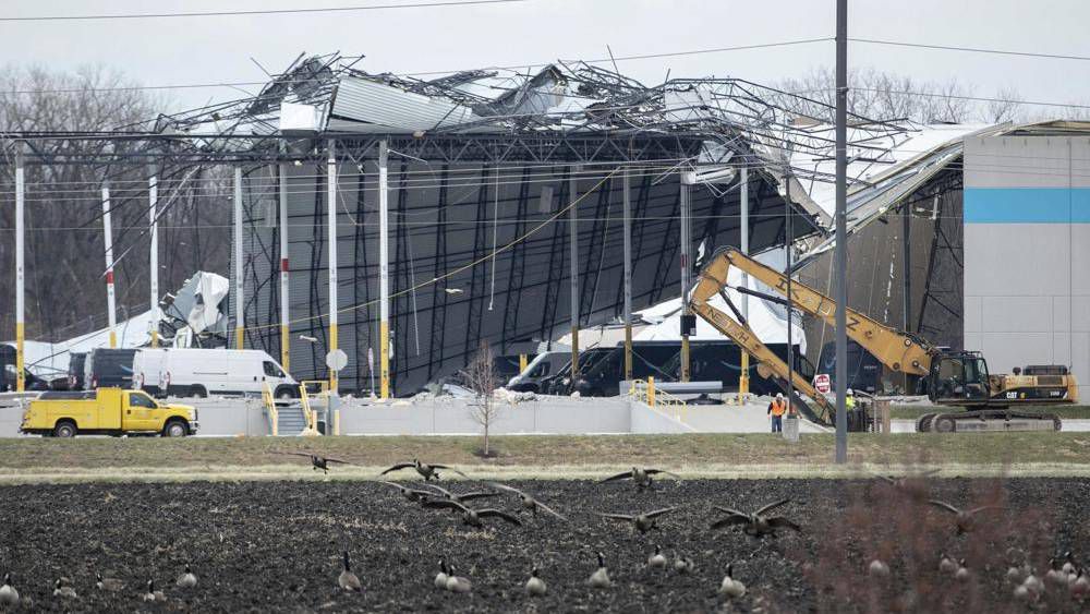 Crews search rubble after 6 die at Illinois Amazon facility