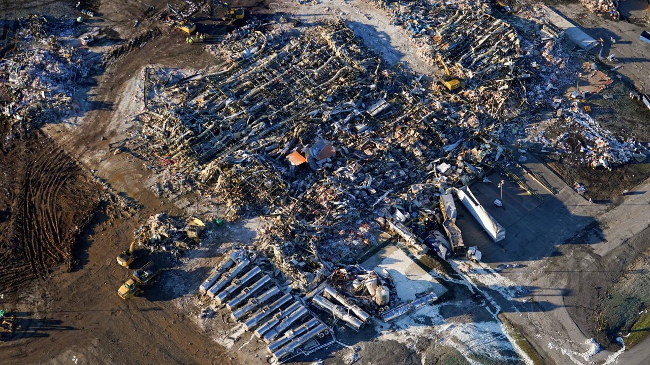 The aftermath of Friday's tornado at the Mayfield Consumer Products candle factory. (AP Photo/Gerald Herbert)
