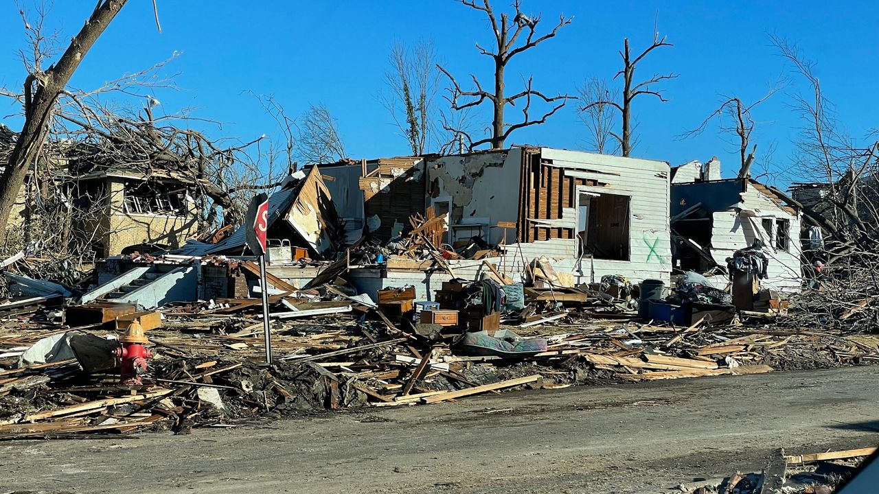 Tornado destruction in Mayfield, Ky on Dec. 12, 2021 (Bay News 9/Tony Rojek)