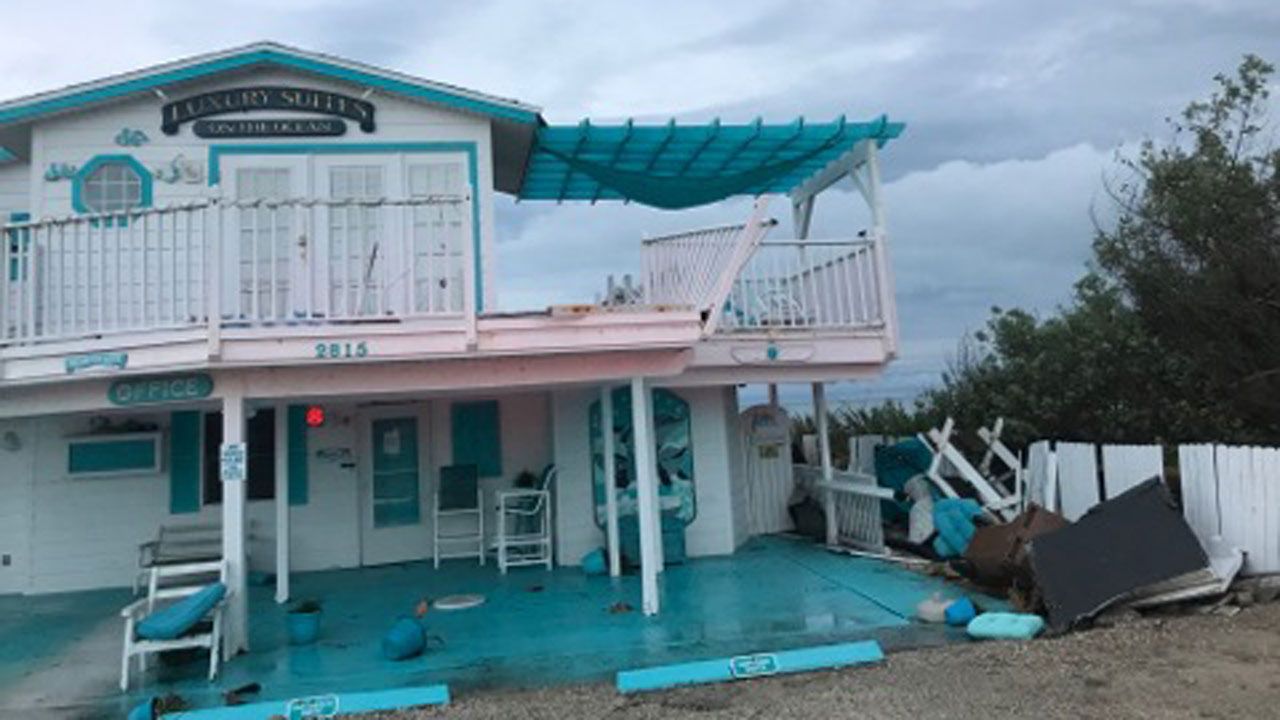 A business damaged in Flagler Beach Saturday because of the storm. (Stephen Cox, Viewer)