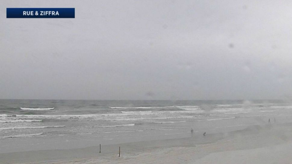 Rain fell on Daytona Beach on Friday afternoon. Storms, some possibly severe, were expected to pass over Central Florida later Friday. (Sky 13 camera)