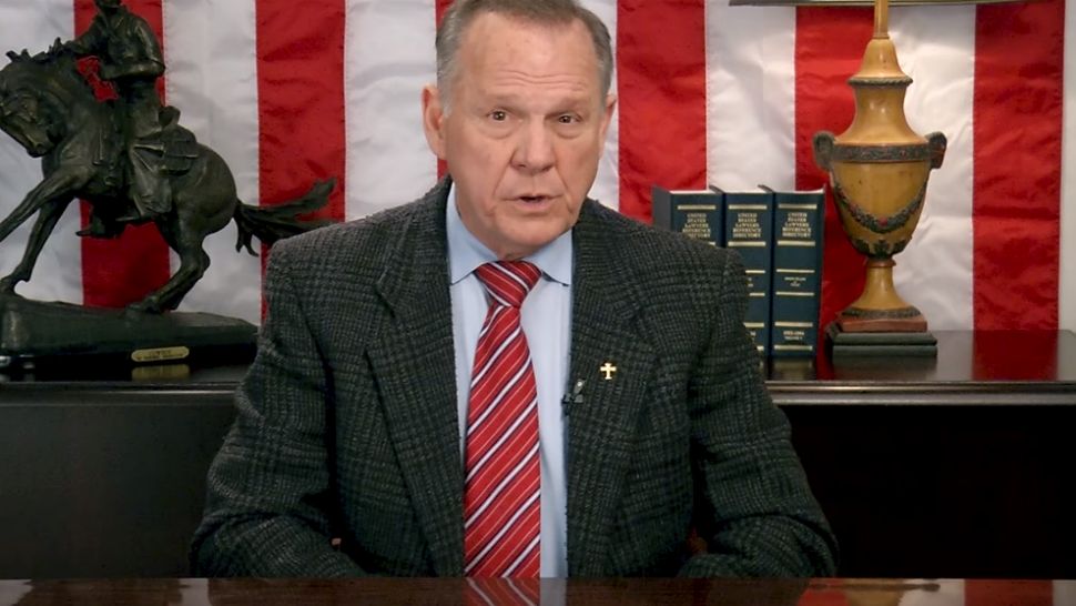 Screen grab from Roy Moore's latest Youtube video. 