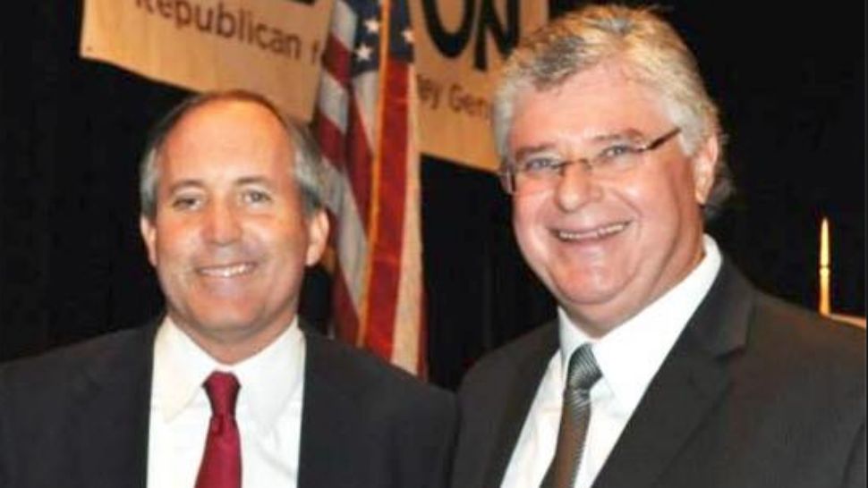 Andrew D. Leonie, right, with Texas’ attorney general, Ken Paxton. Mr. Leonie resigned as associate deputy attorney general after mocking the #MeToo movement. Image/Facebook