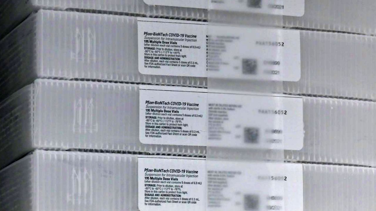 Shipment of Pfizer's COVID-19 vaccine. (Screen capture from AdventHealth video)