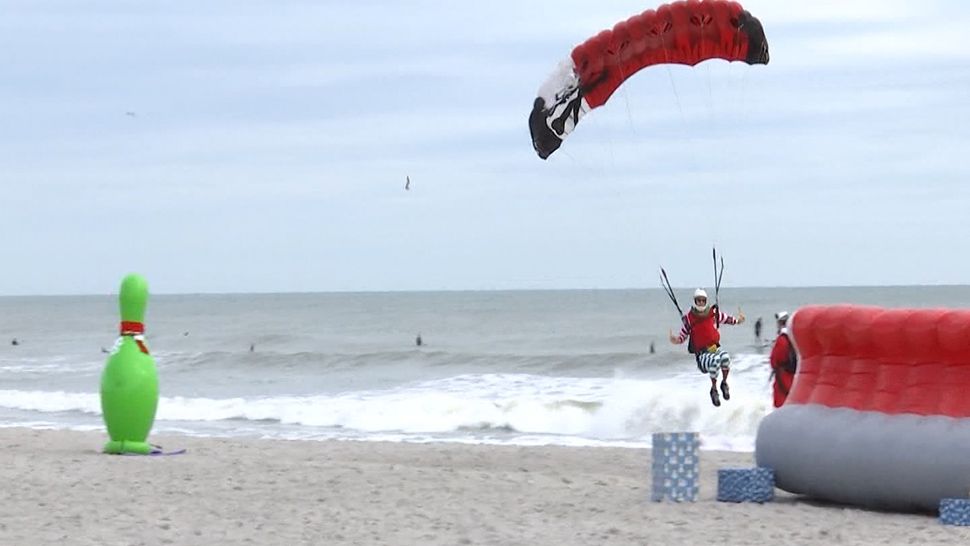 Skydiving Santas Jump From Planes onto Cocoa Beach