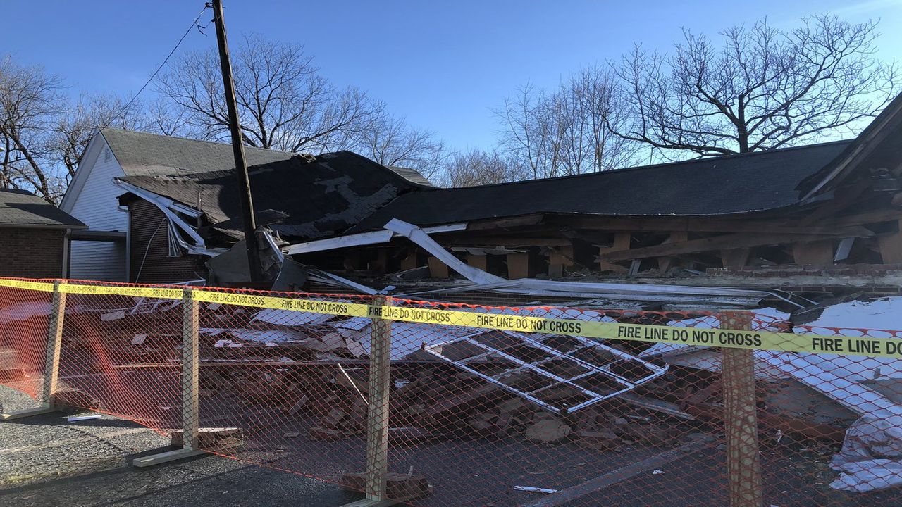 A church roof collapsed due to snow. 