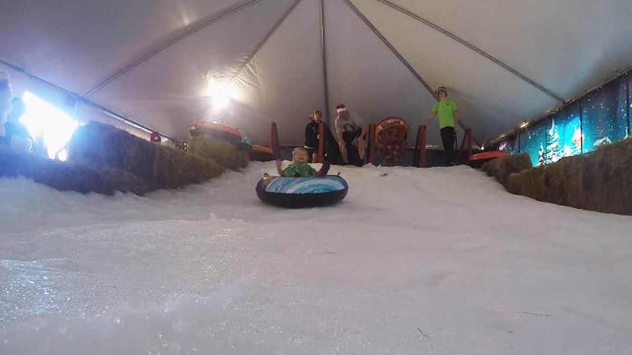 Wekiva Island's Winter Wonderland features live music, ornament decorating and snow slides. (Spectrum News 13)