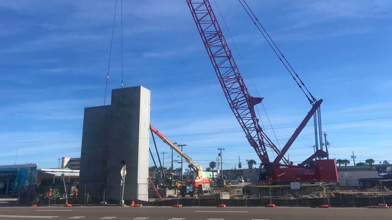 Work began this week in Cocoa Beach on the new three-story, 242-space parking deck across from city hall. (Greg Pallone/Spectrum News 13)