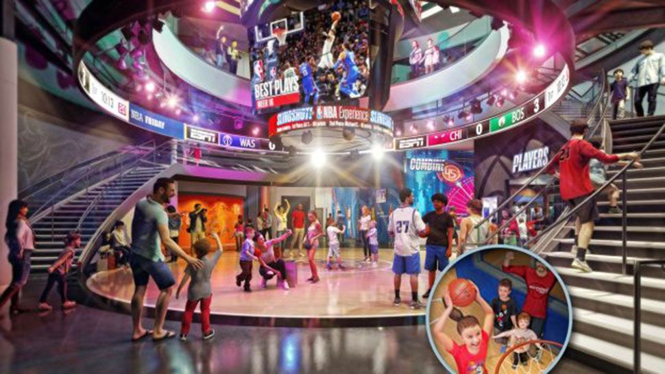 Artist rending of the NBA Experience at Disney Springs. The attraction is expected to open summer 2019. (Courtesy of Disney)