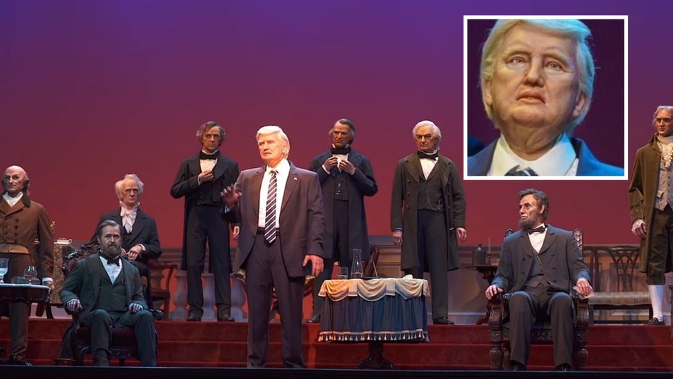 An animatronic version of President Donald Trump at the Hall of Presidents at Walt Disney World in Orlando made its official debut on Tuesday. Disney/via Associated Press