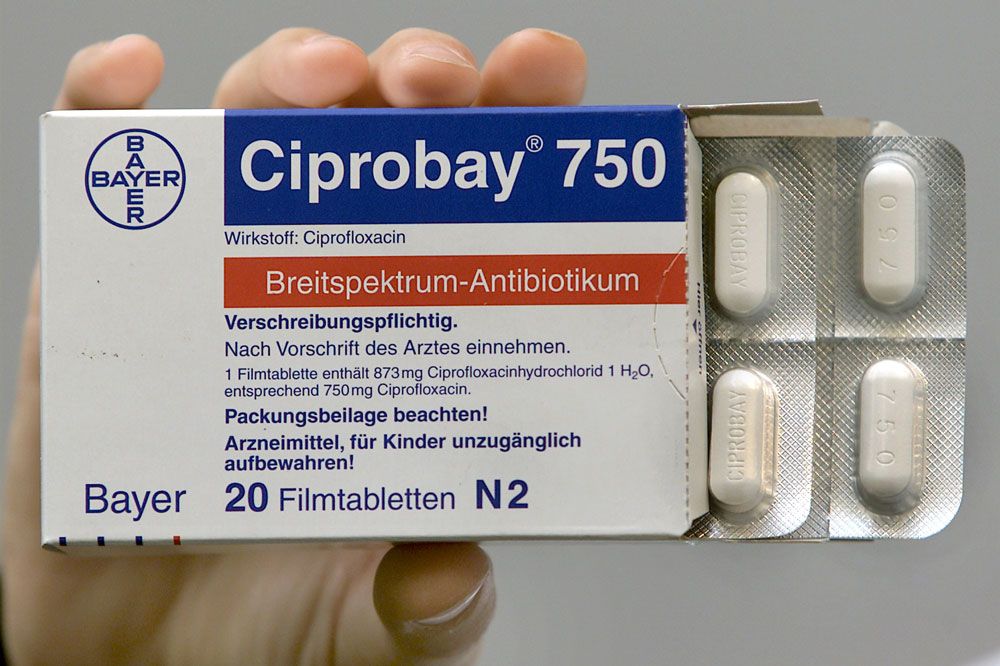 German packaging for Cipro, made by Bayer. (File/AP)