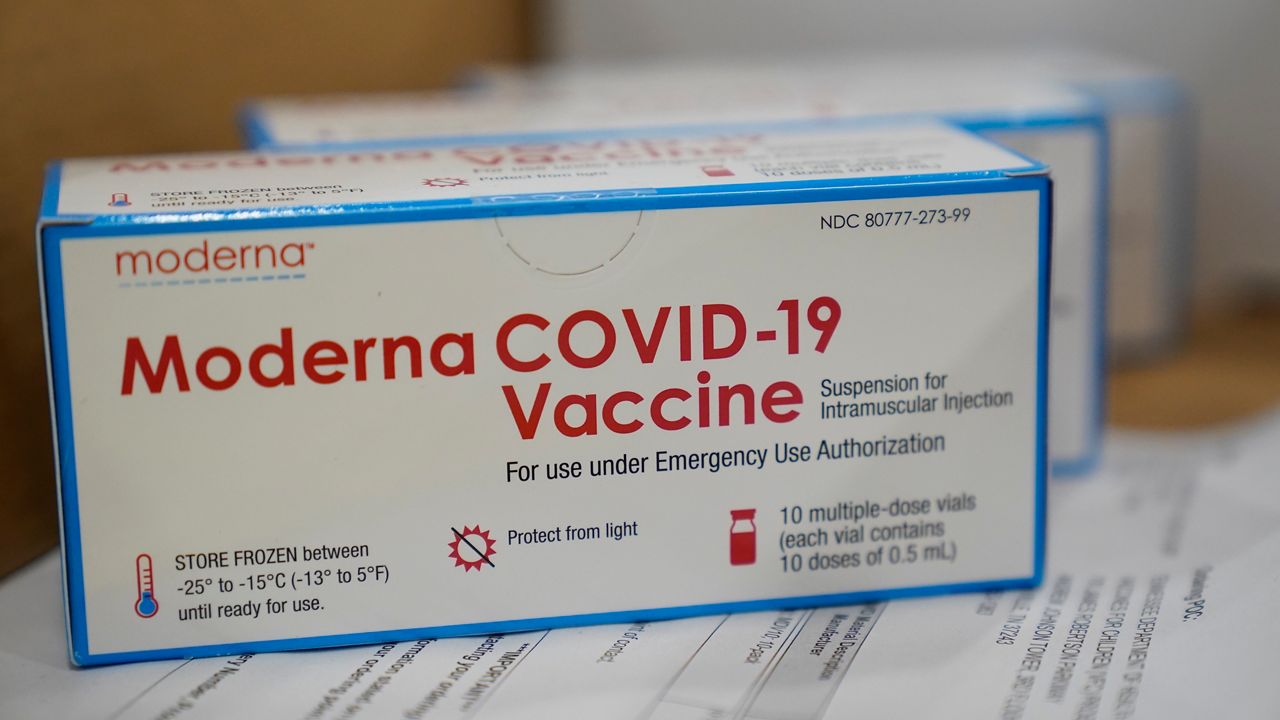FILE - A box containing the Moderna COVID-19 vaccine. (Associated Press)