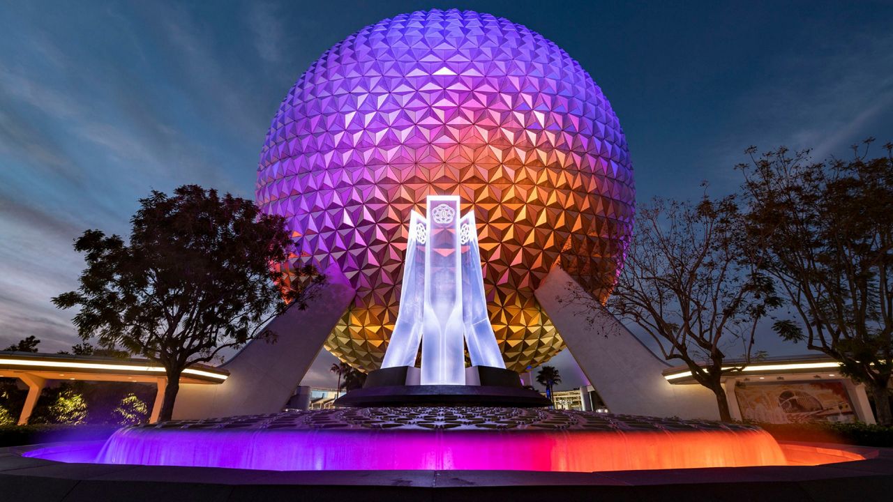 The reimagined fountain at the main entrance of Epcot. (Courtesy of Disney/David Roark)