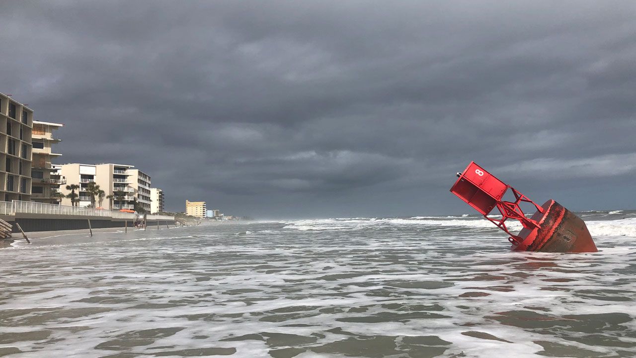 Sent to us with the Spectrum News 13 app: A red navigational buoy spotted in New Smyrna Beach on Friday. (Scot Hester/viewer)