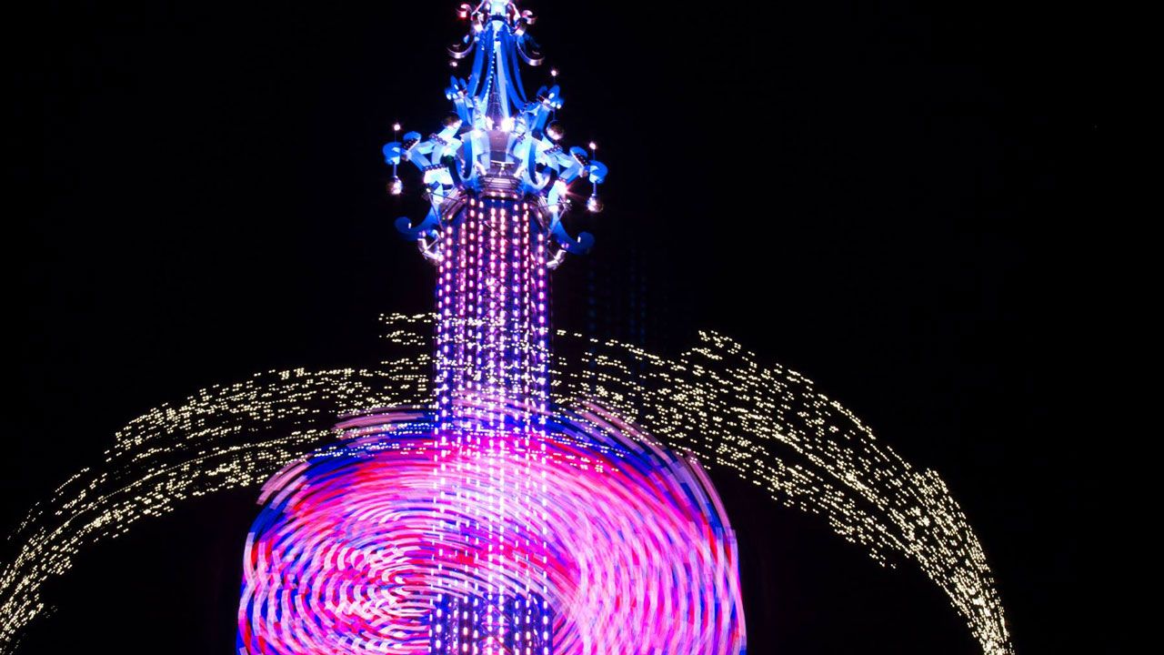 The StarFlyer is at Icon Park on International Drive in Orlando. It's a 450-foot-tall swing ride. (Greg Angel, Spectrum News)