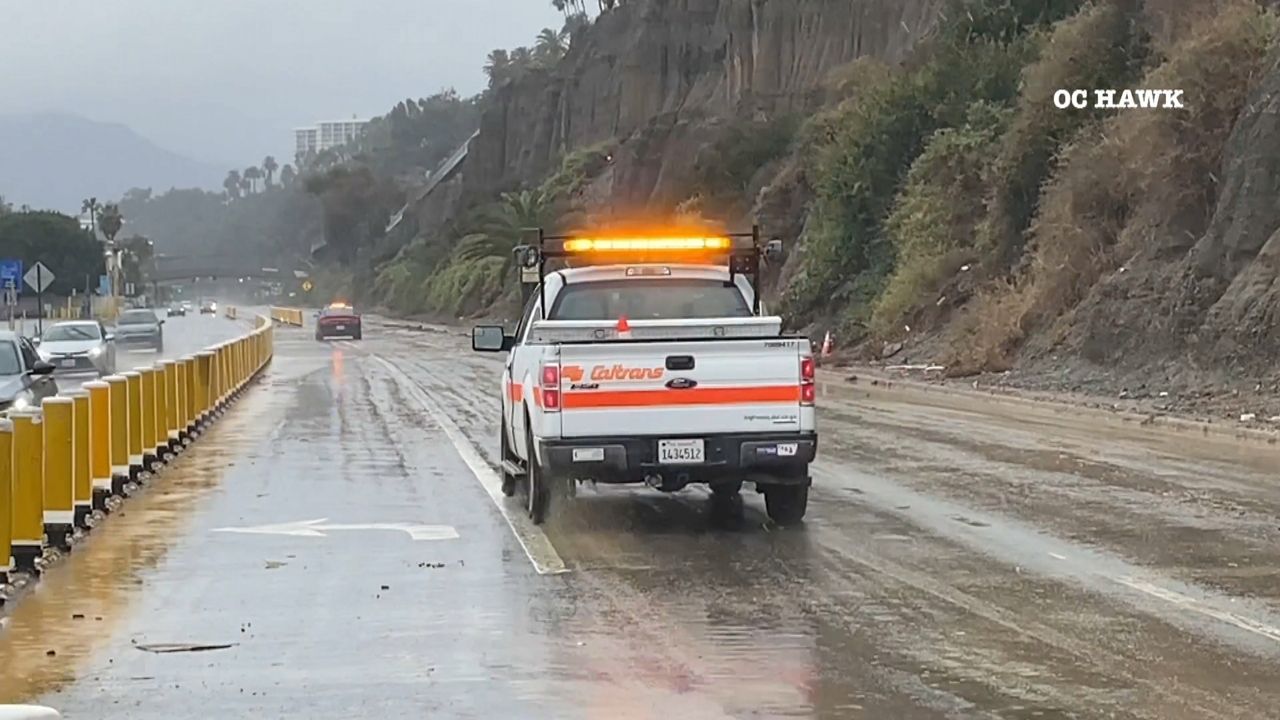 Caltrans crews helps clear a mudslide in Santa Monica. (Image Courtesy of OC Hawk)