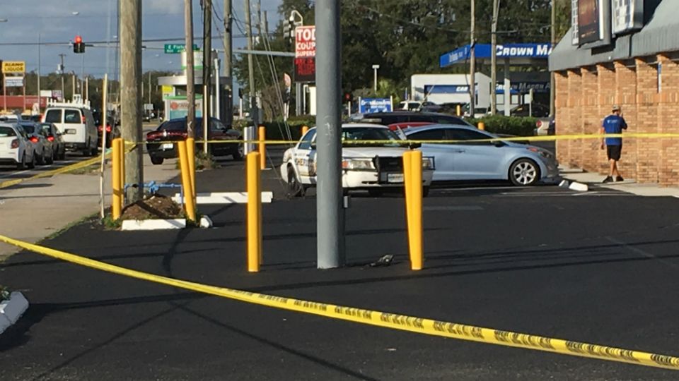 The shooting happened Monday afternoon near the busy intersection of Fletcher and North Nebraska Avenue in Tampa. (Laurie Davison/Spectrum Bay News 9)