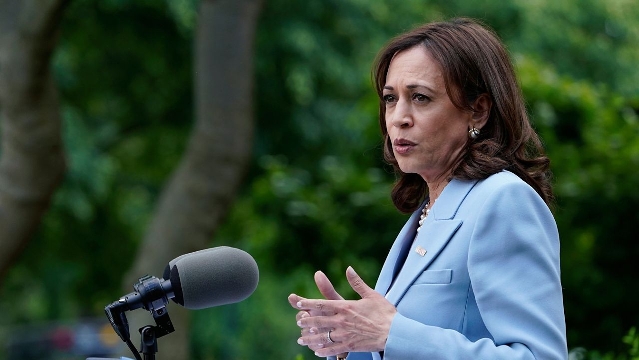 Vice President Kamala Harris speaks in the Rose Garden of the White House in Washington, Tuesday, May 17, 2022, during a reception to celebrate Asian American, Native Hawaiian, and Pacific Islander Heritage Month. (AP Photo/Susan Walsh)