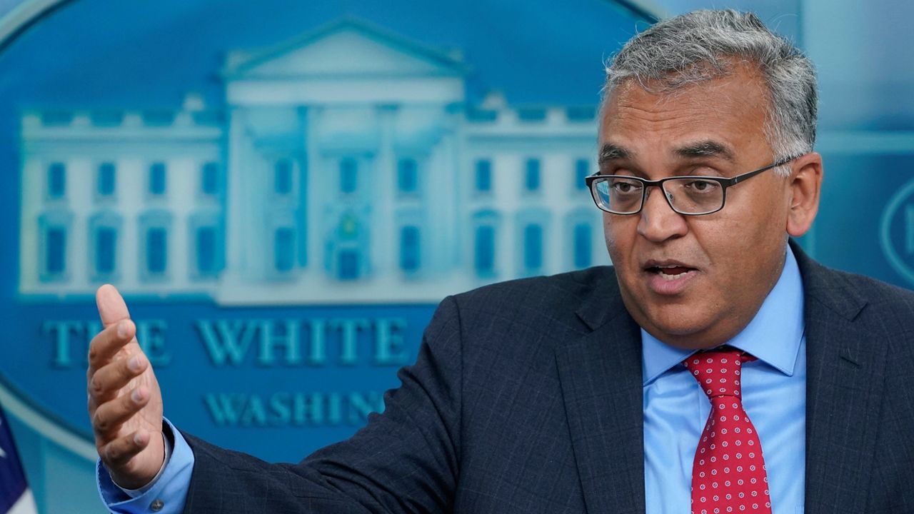 White House COVID-19 Response Coordinator Dr. Ashish Jha speaks during the daily briefing at the White House in Washington, Tuesday, April 26, 2022. (AP Photo/Susan Walsh)