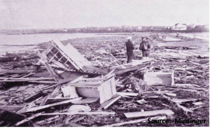 Remains of substantial houses along Beach Lane Rd., Westhampton, Long Island.