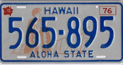 1976-1980 Hawaii license plate (Photo by Jaycarlcooper via Wikimedia Commons)