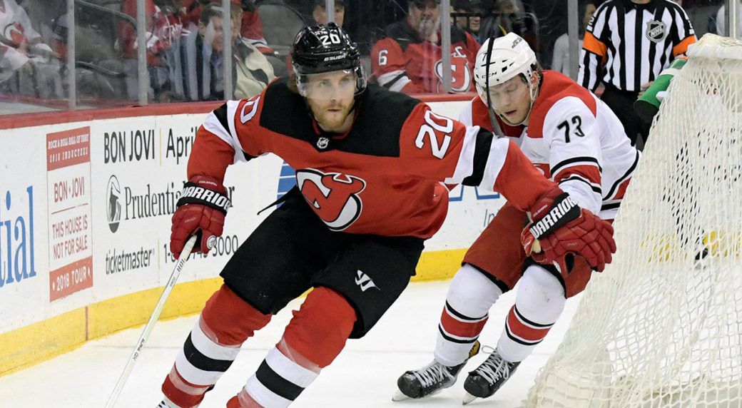 The Tampa Bay Lightning have acquired New Jersey Devils winger Blake Coleman, a two-time 20-goal scorer.  (AP Photo/Bill Kostroun)