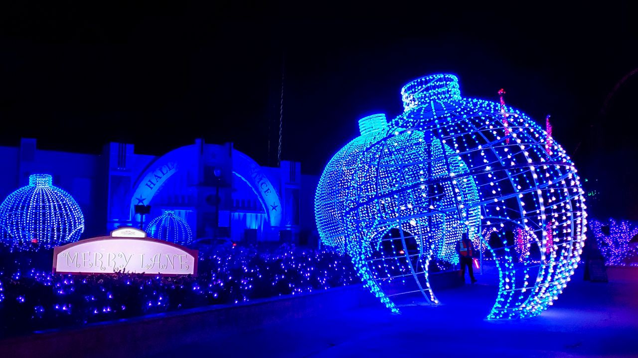 A decorated Six Flags Magic Mountain Holiday drive-thru experience (Spectrum News/Joseph Pimentel)