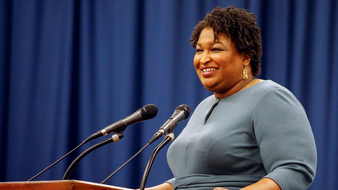 FILE - In this March 1, 2020, file photo, Stacey Abrams speaks at the unity breakfast in Selma, Ala. (AP Photo/Butch Dill, File)