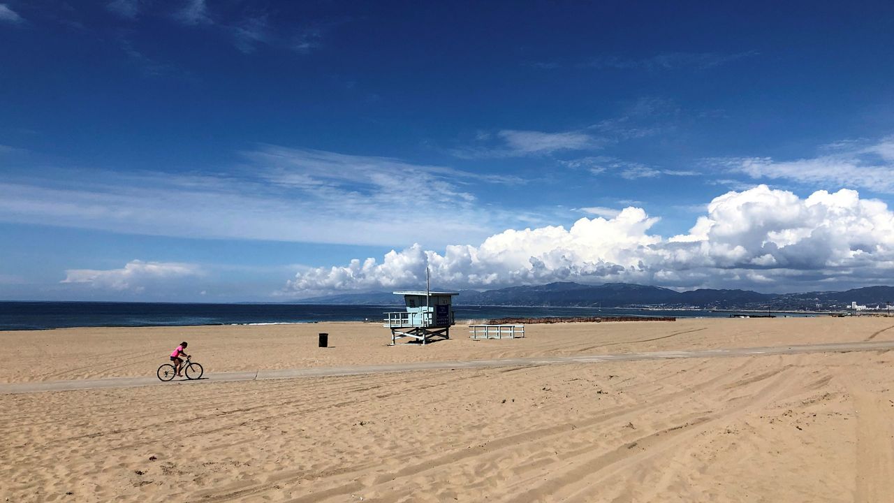 This March 20, 2019, file photo shows a clear day at Dockweiler State Beach in the Playa Del Rey section of Los Angeles. (AP Photo/Brian Melley)