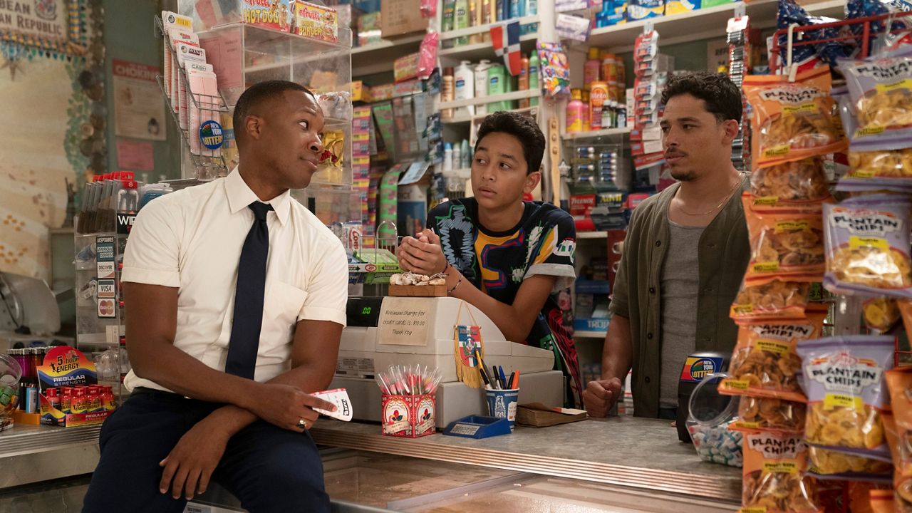 This image released by Warner Bros. Pictures shows Corey Hawkins, Gregory Diaz and Anthony Ramos in a scene from "In the Heights." (Macall Polay/Warner Bros. Pictures via AP)