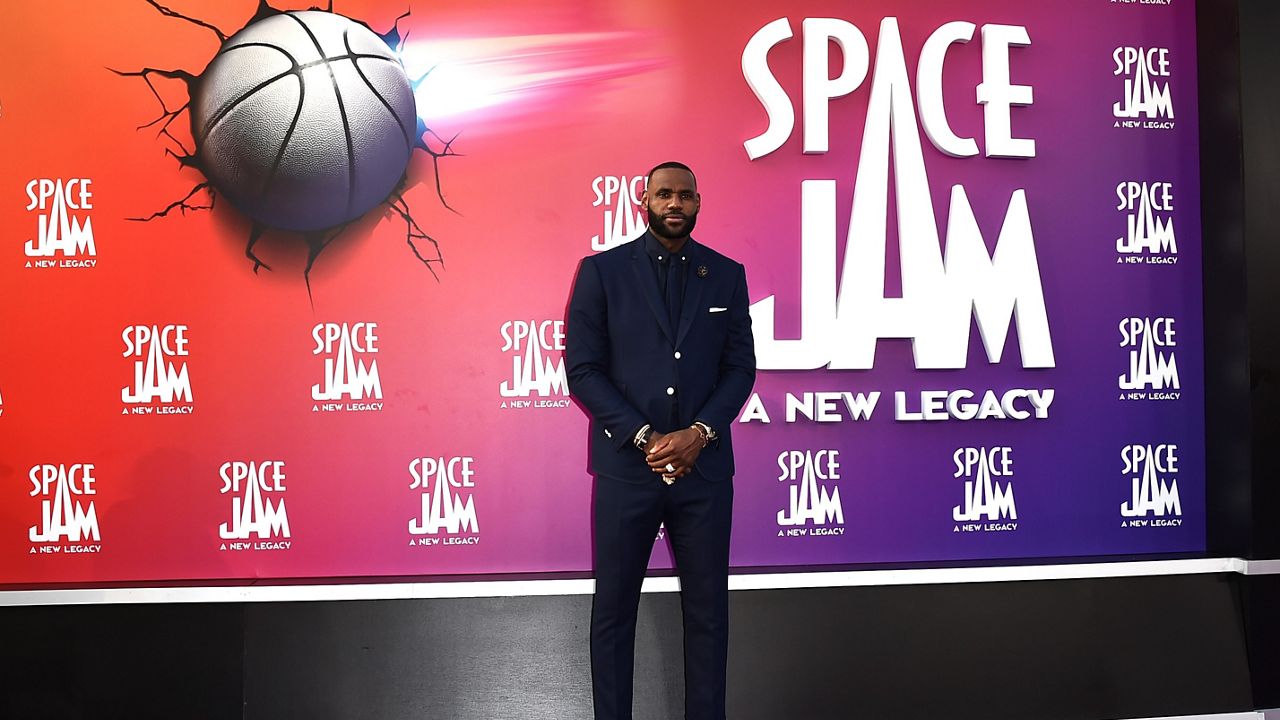 LeBron James arrives at the world premiere of "Space Jam: A New Legacy" on July 12, 2021, at Regal L.A. Live in Los Angeles. (Photo by Jordan Strauss/Invision/AP)