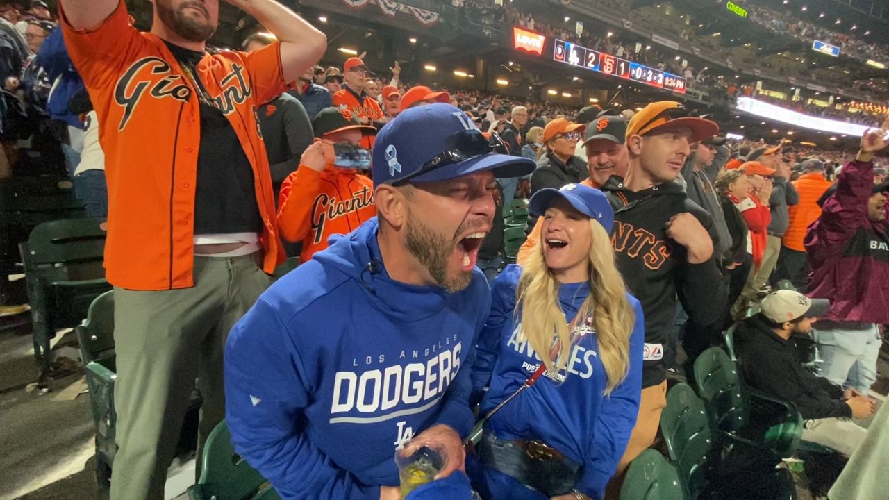 Dodgers fans celebrate seriesclinching win at Oracle Park