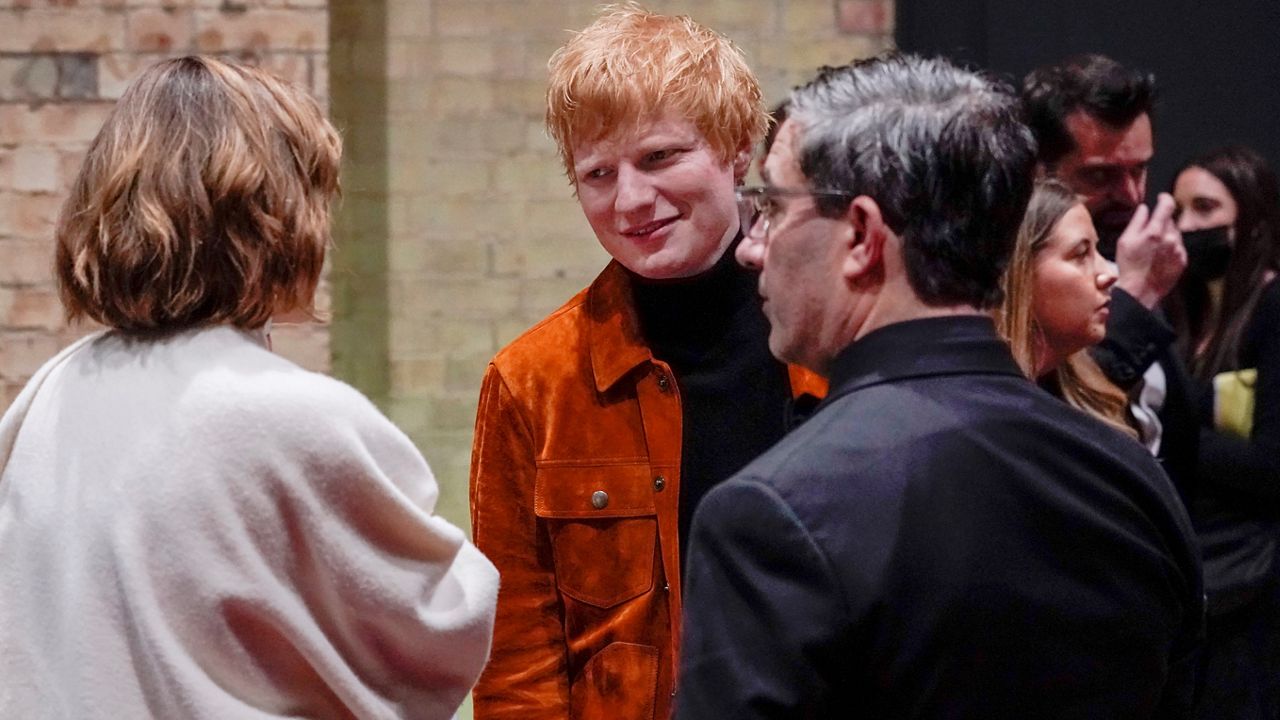 In this Oct. 17, 2021, file photo, British singer Ed Sheeran attends the first-ever Earthshot Prize Awards Ceremony at Alexandra Palace in London. (AP Photo/Alberto Pezzali)