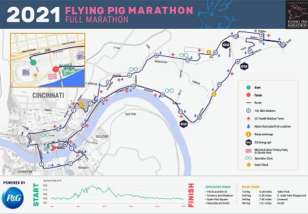 The 2021 Flying Pig Marathon race course