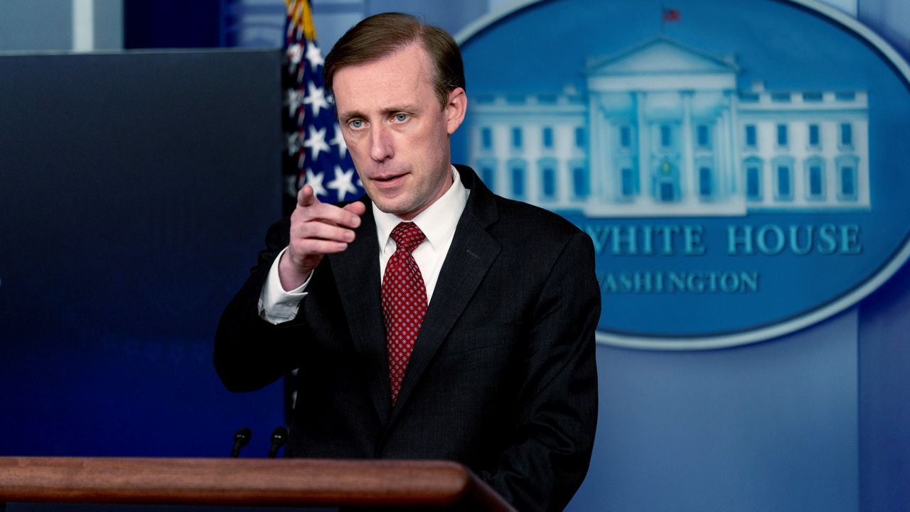 In this Jan. 13, 2022, file photo, White House national security adviser Jake Sullivan takes a question from a reporter as he give an update about the ongoing talks with Russia at a news briefing at the White House in Washington. (AP Photo/Andrew Harnik)