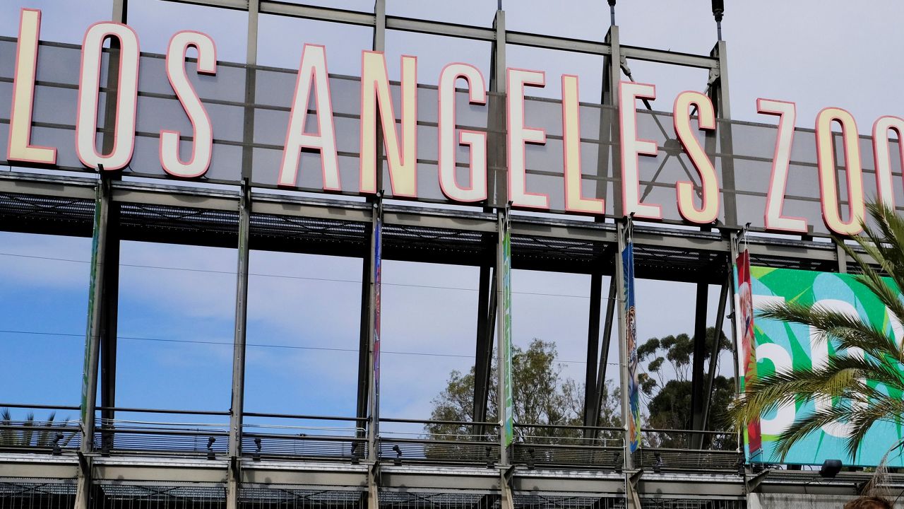 This April 18, 2017, file photo shows the entrance to the Los Angeles Zoo. (AP Photo/Richard Vogel)