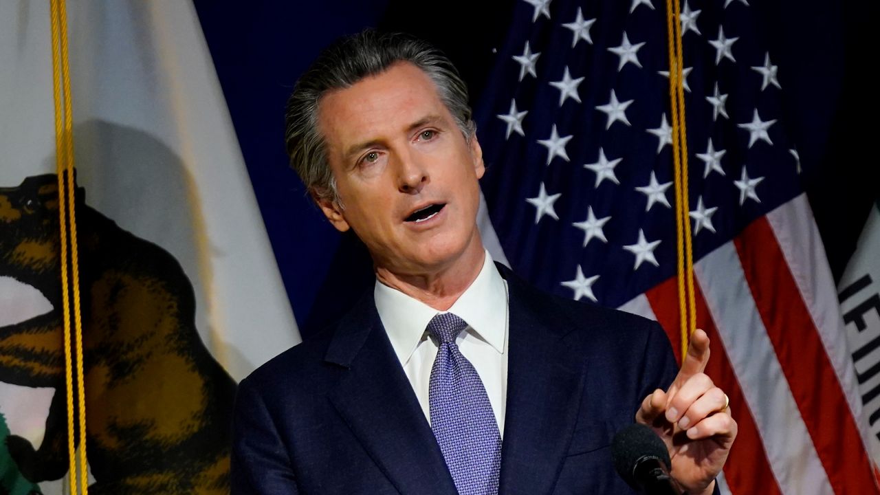 California Gov. Gavin Newsom unveils his proposed $286 billion 2022-2023 state budget during a news conference in Sacramento, Calif., Jan. 10, 2022. (AP Photo/Rich Pedroncelli)