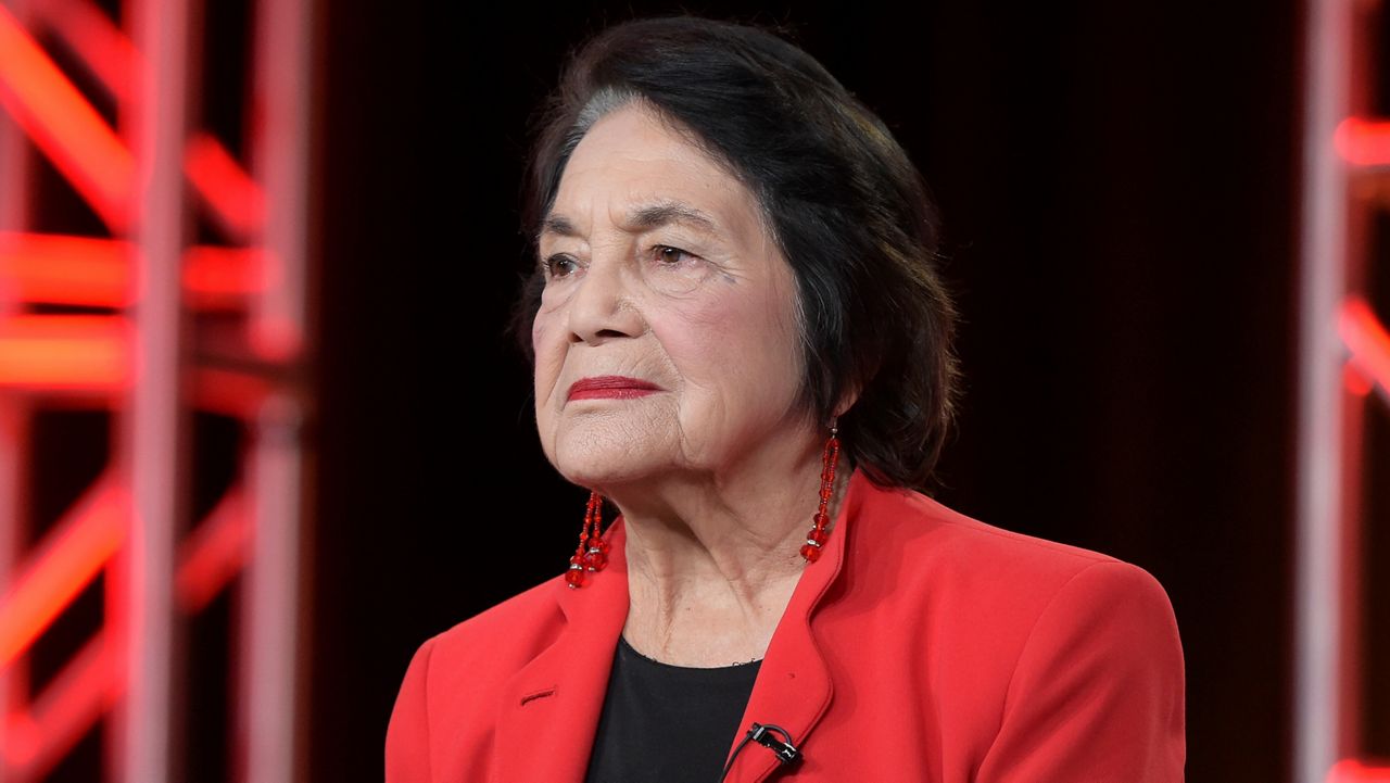 In this Jan. 16, 2018, file photo, Dolores Huerta participates in the "Dolores" panel during the PBS Television Critics Association Winter Press Tour in Pasadena, Calif. (Photo by Richard Shotwell/Invision/AP)
