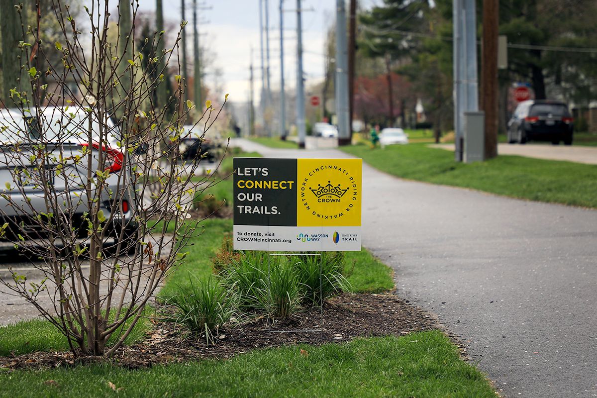 A sign promoting the CROWN bike trail created by Tri-State Trials. (Photo courtesy of Tri-State Trails)