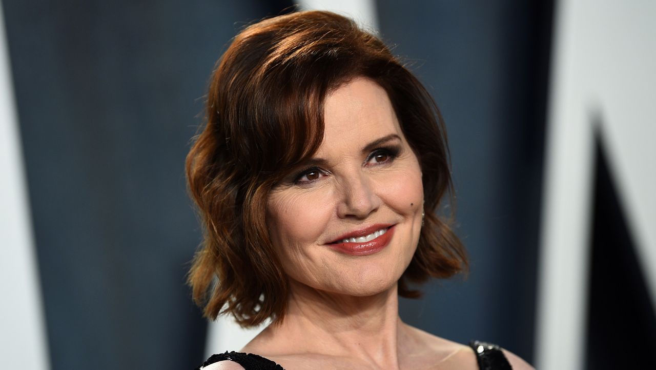 Geena Davis arrives at the Vanity Fair Oscar Party on Feb. 9, 2020, in Beverly Hills, Calif. (Photo by Evan Agostini/Invision/AP)