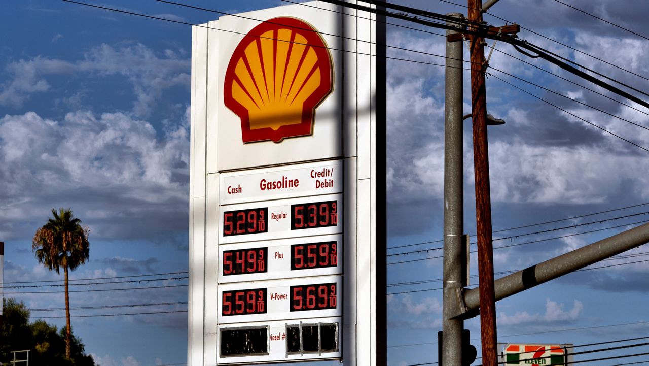 A Shell gas station posts the latest gas prices on Wednesday, Aug. 17, 2022 in Los Angeles. (AP Photo/Richard Vogel)